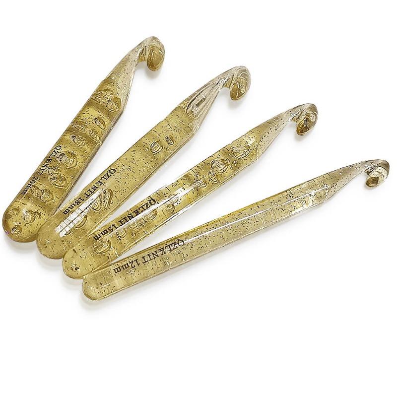 Yellow Glitter Plastic Transparent Sequin Crystal Crochet Hook Wool Knitting Crochet Set New Sweater Needle Knitting Tools