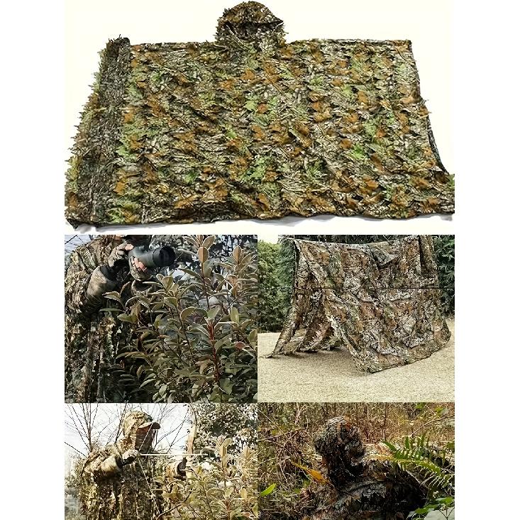 Costume da Combattimento Mimetico a Mantello Foglia d'Acero 3D con Cappuccio a Rete Taglia Unica è perfetto per l'osservazione degli uccelli all'aperto, la caccia, l'outdoor