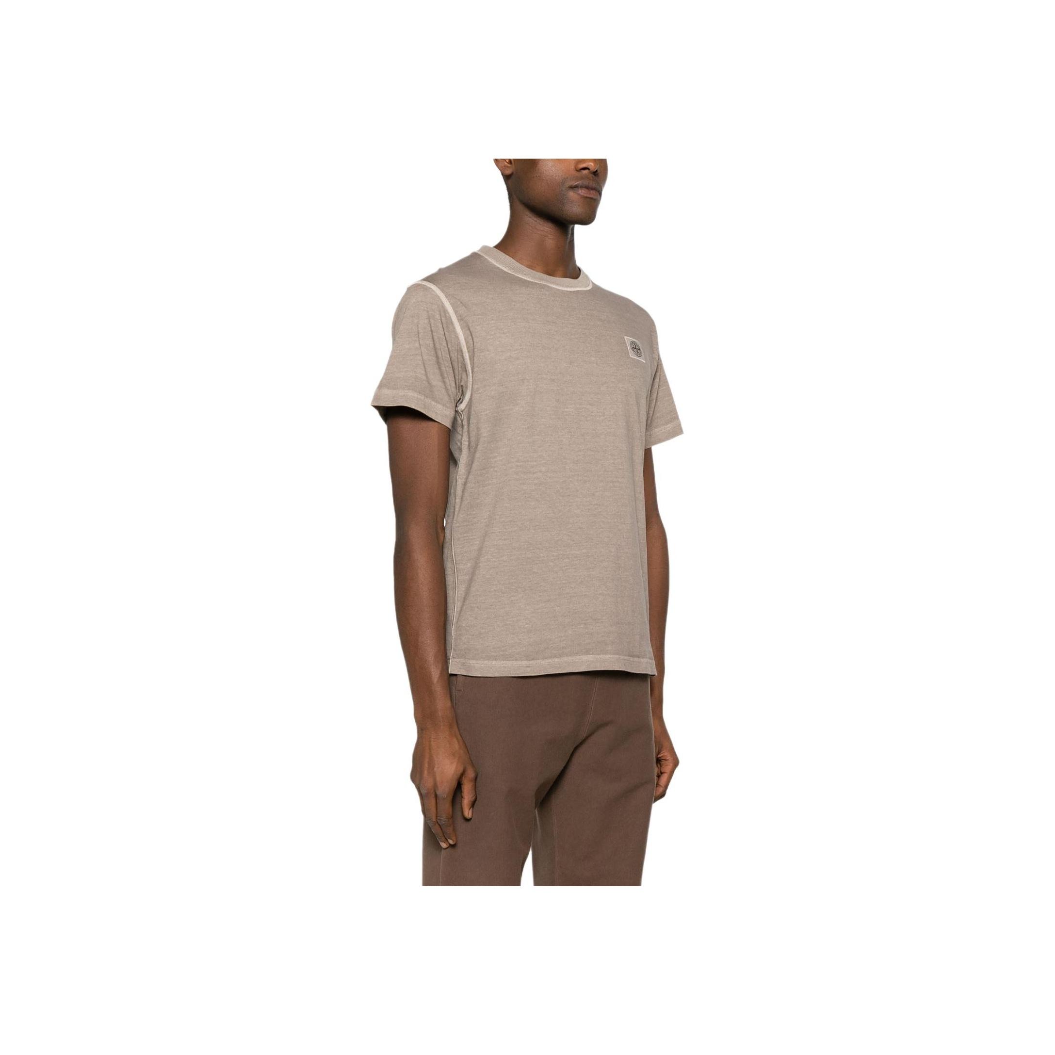 

Stone Island Solid Color Logo Crew Neck Short Sleeve T-Shirt Men tops Brown 801521957-V0192 M