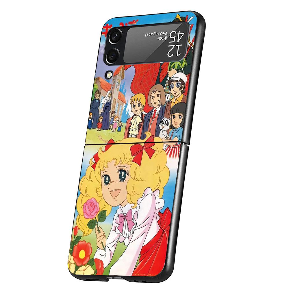 Anime Candy Cover Phone Case For Samsung Galaxy Z Flip 7 6 5 4 3 5G Flip7 Flip6 Flip5 Flip4 Flip3 Black Fundas Shell Galaxy Z Fl