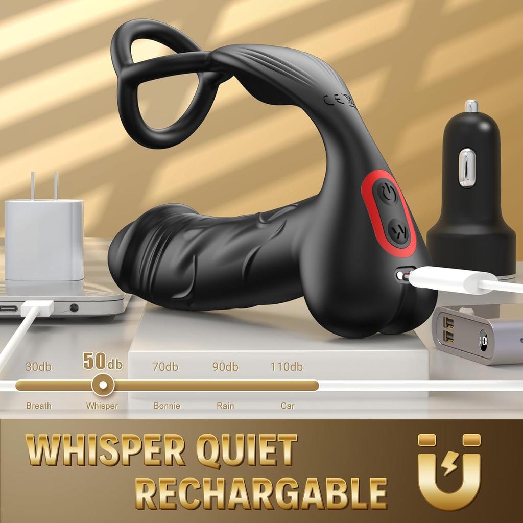 Wearable Vibrating Ring Remote Control Charging Waterproof Vibration Lock Sperm Penis Ring Adult Sex Toy Prostate Massager