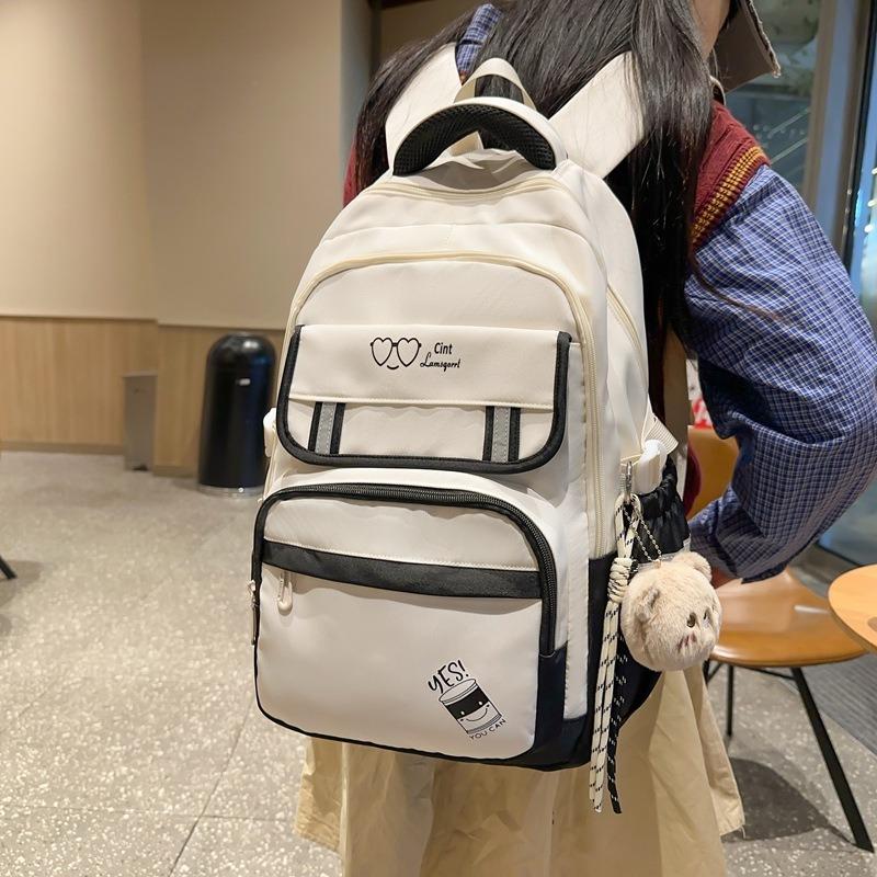 Stylish New College Student Backpack, Simple High-value Backpack, Girls' Large-capacity Junior High School Student Schoolbag