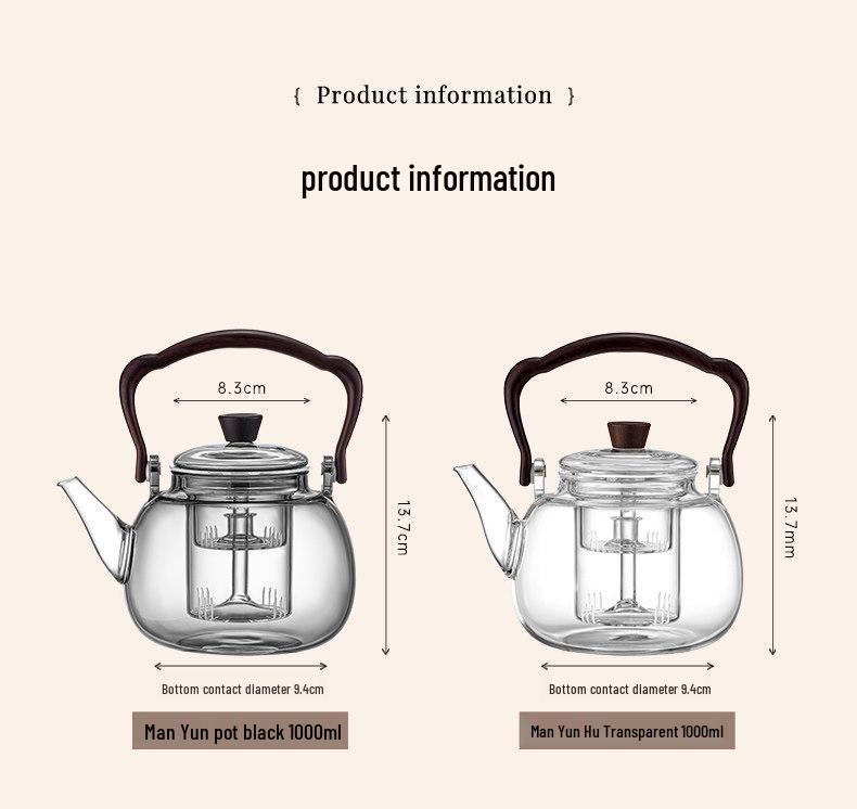 Walnut Wood Electric Ceramic Tea Brewing Set - Glass Kettle and Heat-Resistant Stove