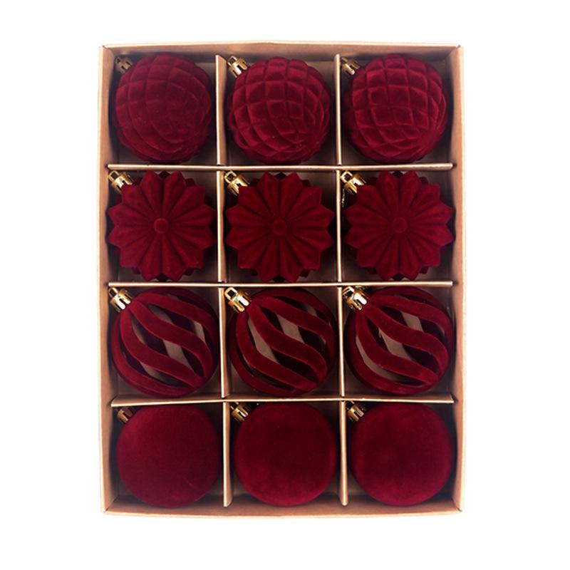Christmas Flocking Ball Ornament Set - European Irregular Shapes