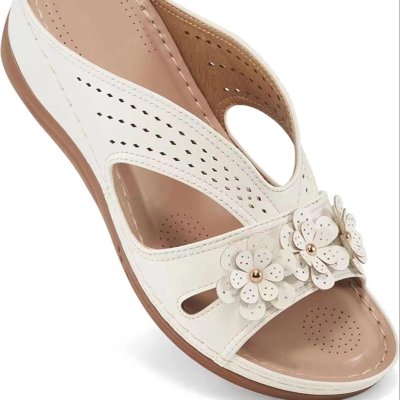 

Мода 2024 Новые женские босоножки на танкетке с открытым носком Летняя мода с леопардовым принтом Дышащие удобные босоножки Женские пряжки Женская обувь 36 белый