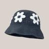 Knitted Bucket Hat Flower Panama Hat Portable Fisherman Cap  for Women