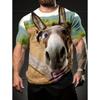 Men's Fun Cartoon Donkey Print Short Sleeve Cute Round Neck T-Shirt, Lightweight Quick-Dry Spring and Summer Travel Beach Top