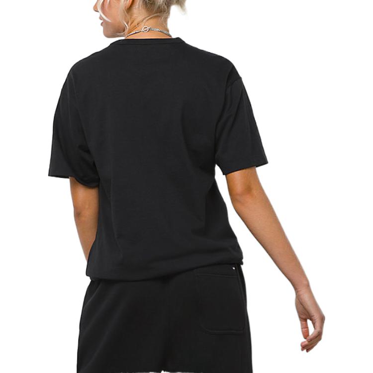 Vans Jednobarevné tričko s krátkým rukávem s logem a nápisem Unisex Topy Černé VN000056BLK