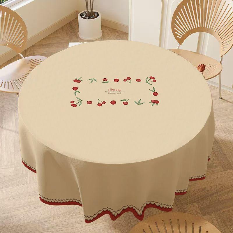 Circular Large-sized Table Fabric with Printed Waterproof Desktop Protective Cover Thickened Dustproof Heat-proof Tablecloths for Home Decoration 1pc