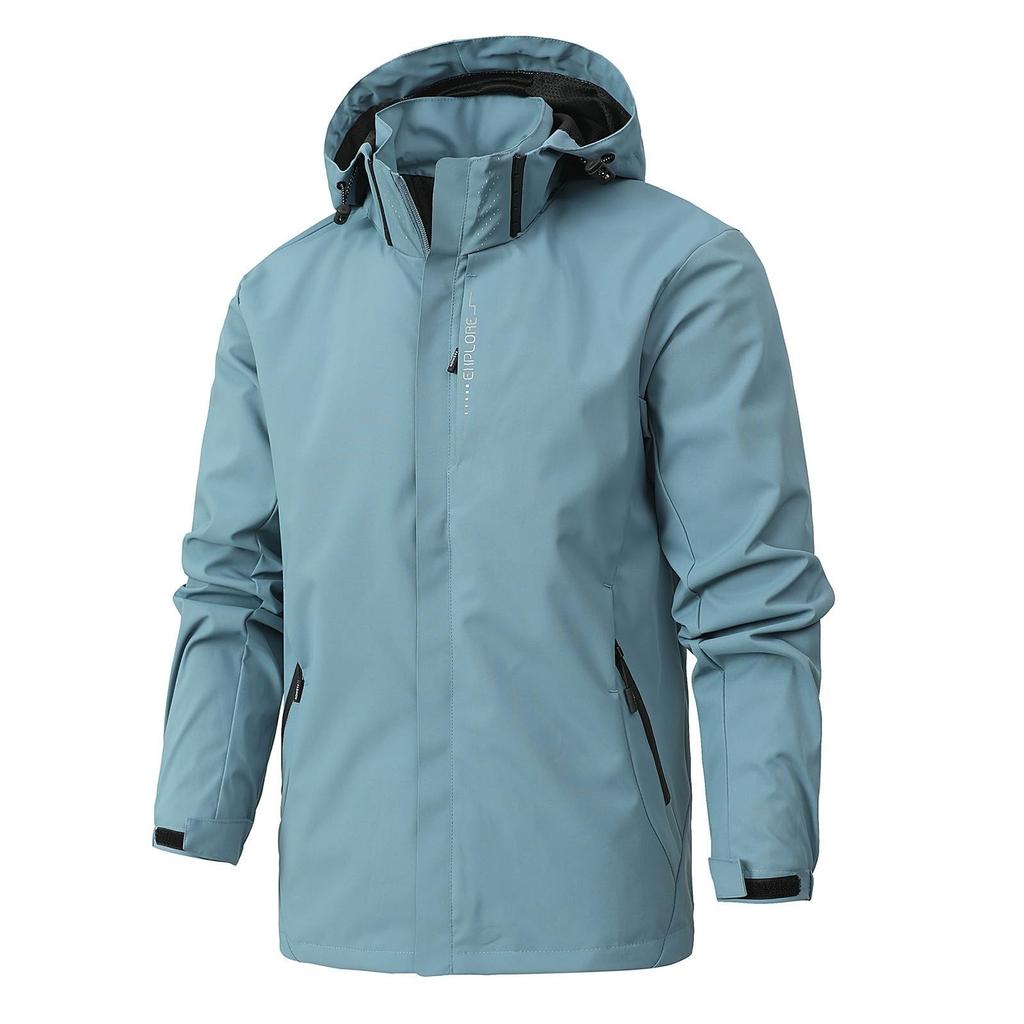 Mens Casual Outdoor Solid Color Fashion Hardshell Winter Waterproof Jacket
