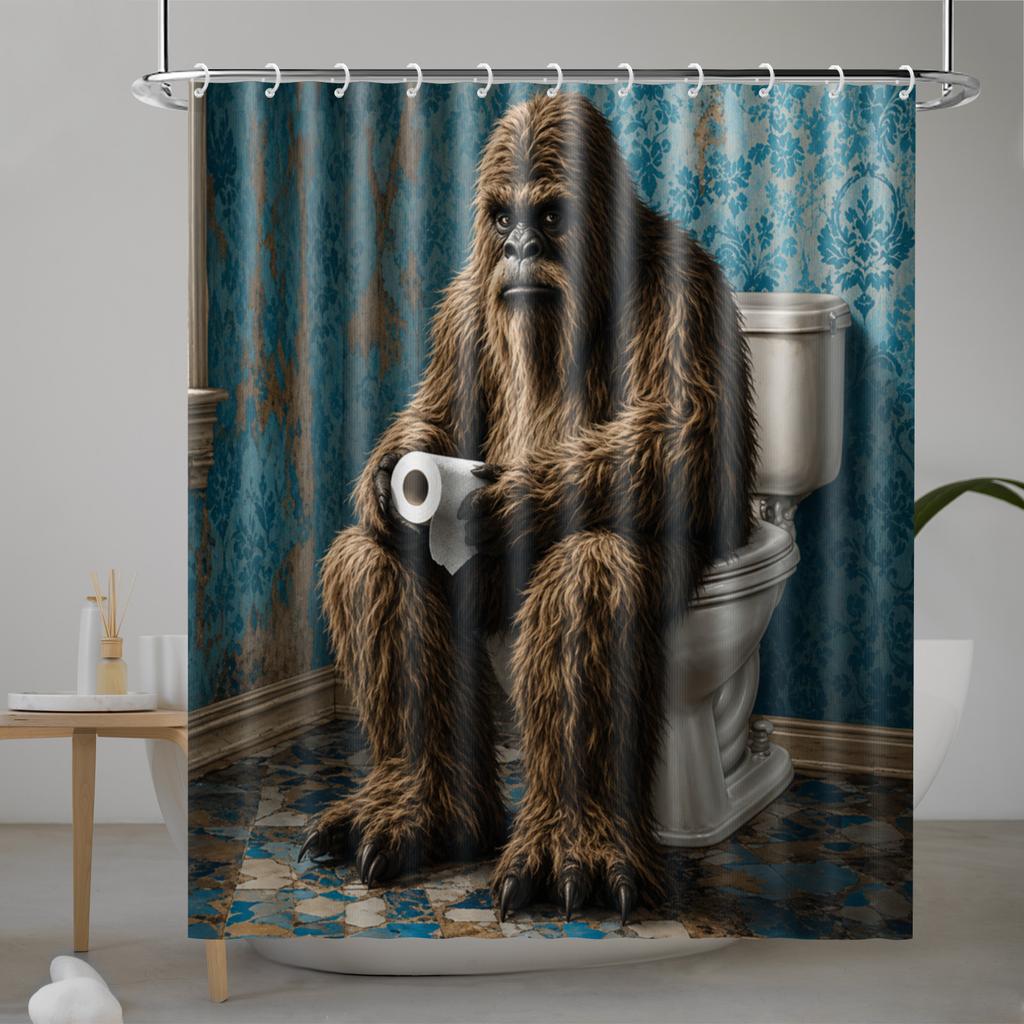 Funny Monkey Animal Shower Curtain with Hooks Waterproof Polyester Fabric Bathroom Modern Minimalist Curtains Decor Bath Room