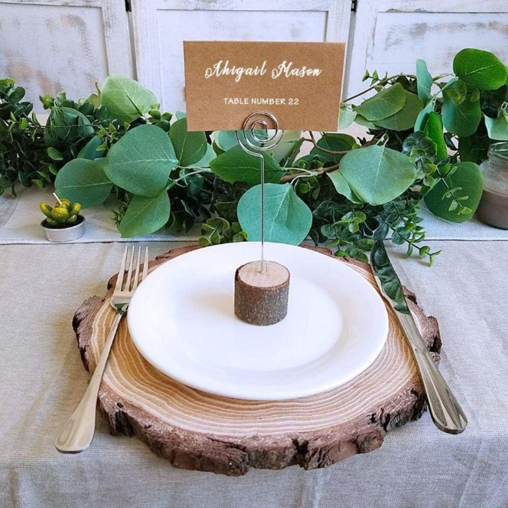 With Swirl Wire Wood Place Card Holders Messege Memo Clip Holders Table Number Name Sign  Party