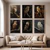 Owls Vintage Poster Canvas Painting Dark Retro Bird Owl Print Wall Art Pictures Moody Farmhouse Gallery Room Wall Decoration