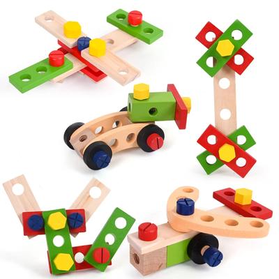 Children Montessori Education Toys Assembly Wooden Screw Nut Combination Simulation Carpenter Tool Pretend Play Set Toy for Kid