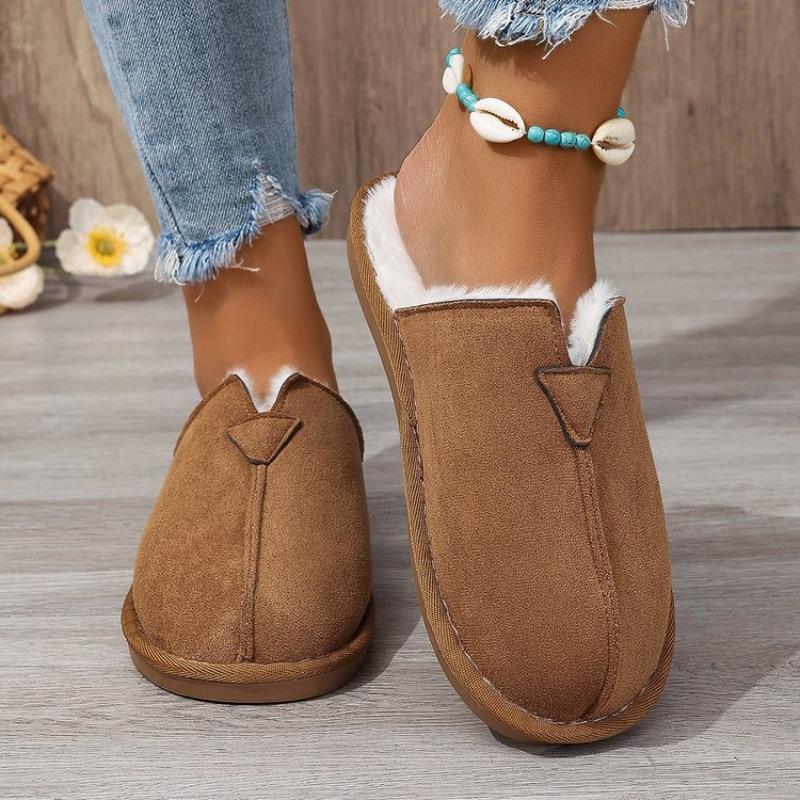 Large size bag head flat-bottomed slippers for women's autumn and winter new warm and light cotton shoes for women
