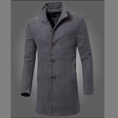 Spring and Autumn Korean Mid Length Woolen Coat Fashion Men's Top Casual Men's Woolen Windcoat Men's Coat