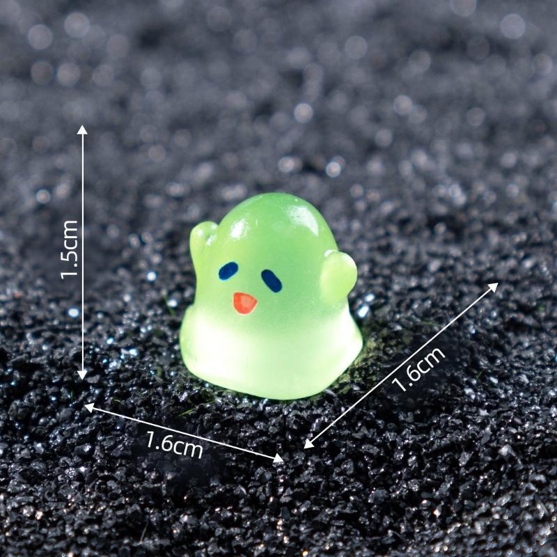 Glowing Mini Ghost Figurine 10Pcs Resin Craft Ornament for Halloween Fairy Garden Desktop Home Party Decor