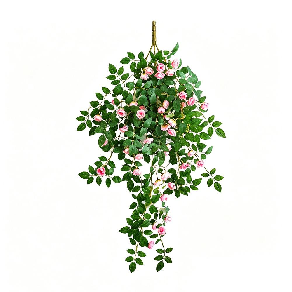 Rose Vine Artificial Rose Vine Hanging Wall DIY Decoration Hanging Flower Green Plant Fake Rose Vine Outdoor Decoration розовый