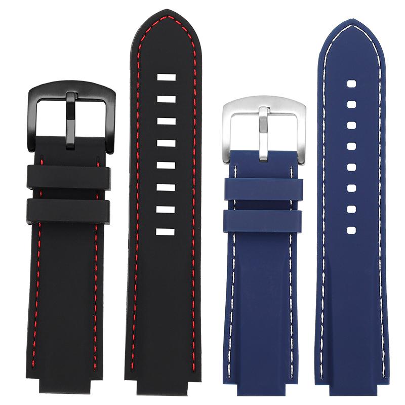 24*16mm Convex Men Silicone Watch Strap for TIMEX Tidal T2N721 T2N720 TW2T76500 2T76300 Blue Sports Waterproof Rubber Watchband