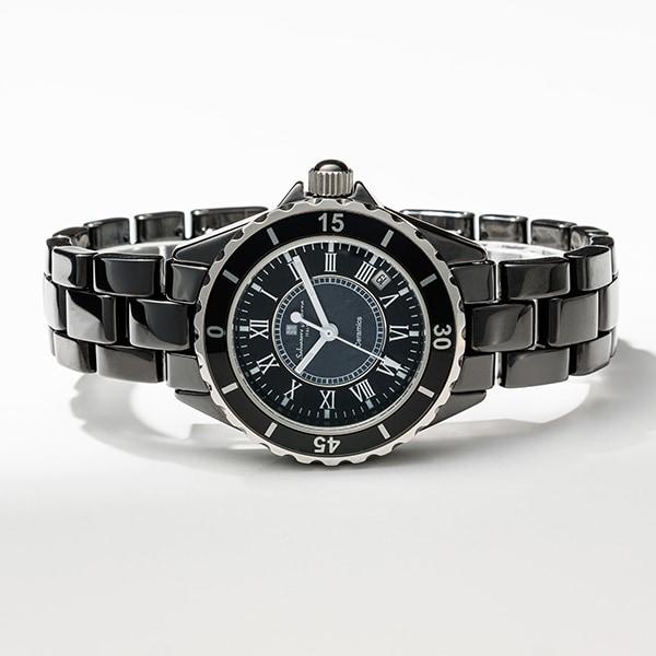 Salvatore Marra Men's Ceramic Belt Watch Black Roman SM23103-BKR
