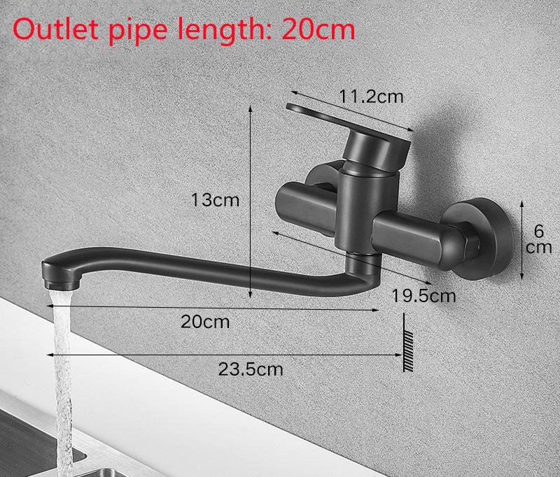 

Новый классический латунный черный кухонный кран для ванной комнаты, смеситель с водопадным изливом, настенное крепление, вращение на 360 °, 20/25/30 см