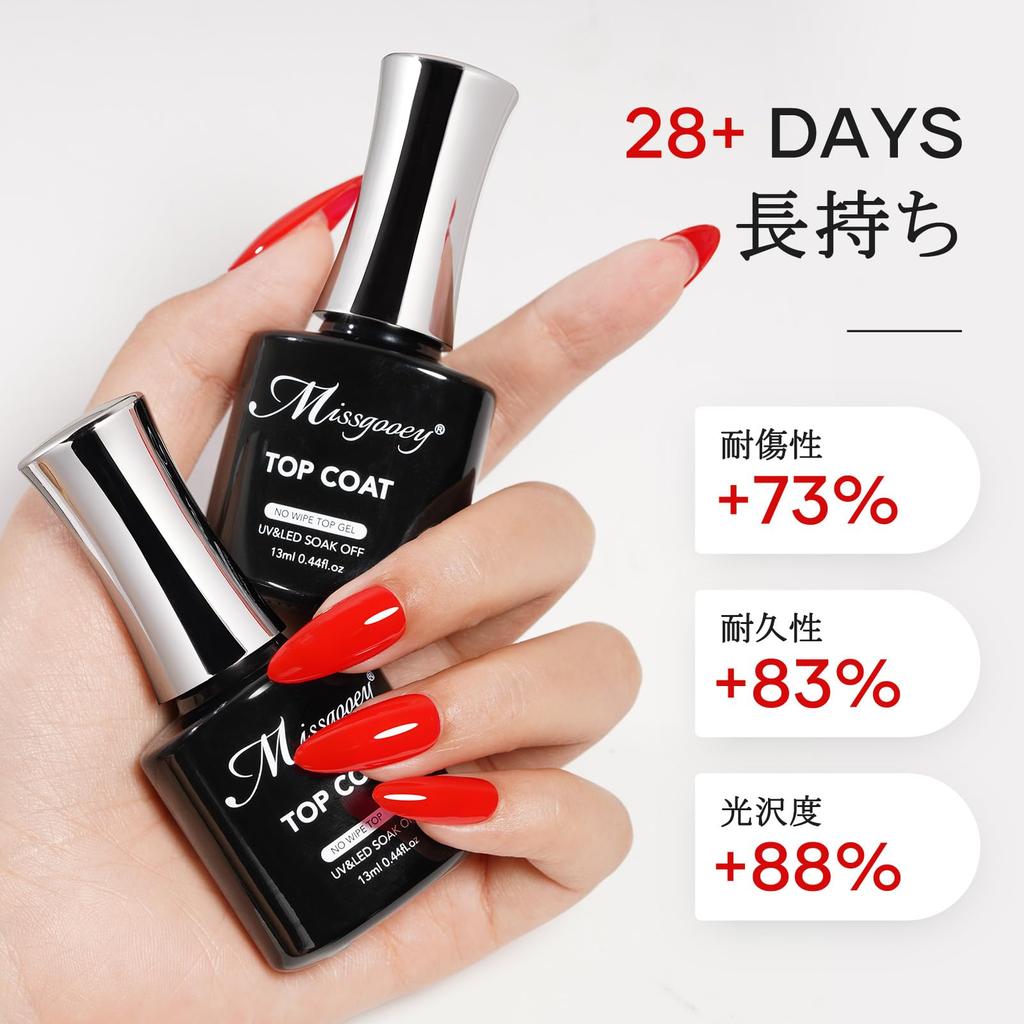 Missgooey Gel Nail Top Top For Beginners No Wiping Superior 13ml Coat, No-Wipe Gel, UV/LED Compatible, & Professionals, Required, Shine, Long-Lasting,