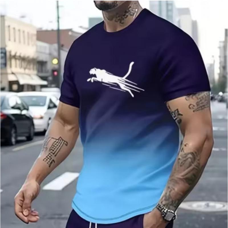 Men's Animal Pattern T-Shirt Printed Shirt Men's Sports Casual Trendy Fashion Short Sleeve T-Shirt