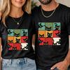 Funny Peeking Cat Grid Unisex T Shirt Kitten Retro Cat Kids Tee Gift Top