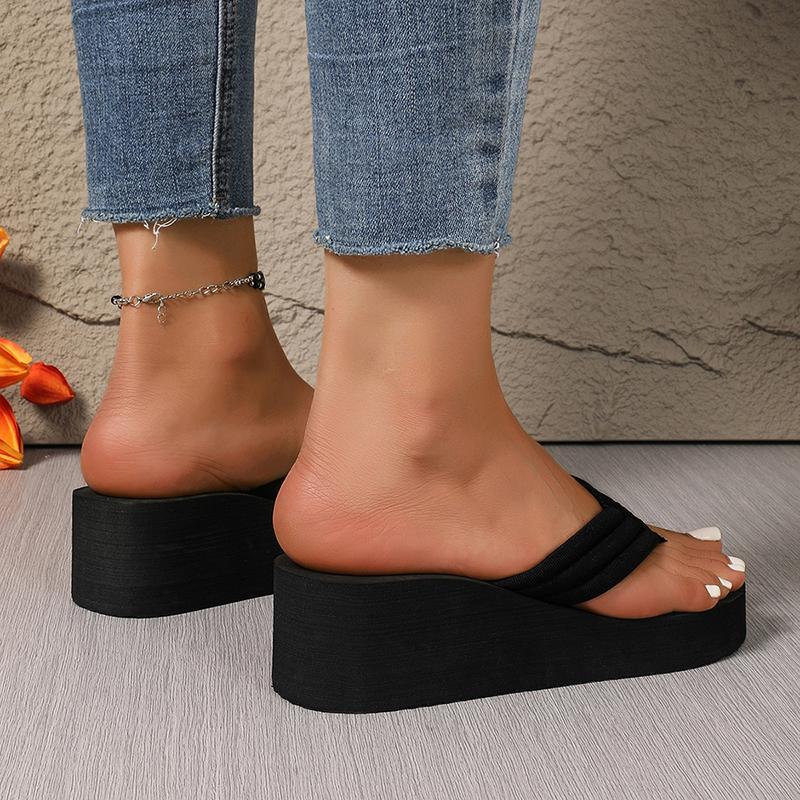 Fashion Lightweight Wedge Flip Flops for Women Fashion Clip Toe Platform Slippers Woman Summer Comfortable Non Slip Beach Slides Sandals