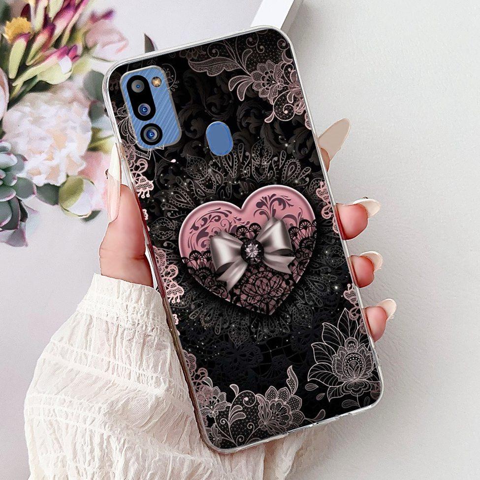 For Samsung M21 2021 Case Clear Fashion Cute Cat Cool Luxury Painted Soft Funda For Samsung Galaxy M21 2021 Back Cover SM-M215G