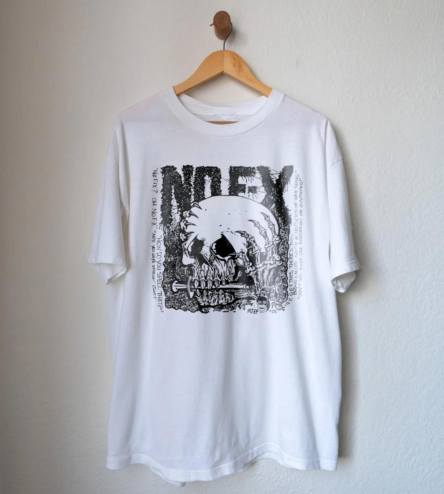 HOT! NOFX The Album Punk Rock Music White Heavy Cotton T-Shirt L