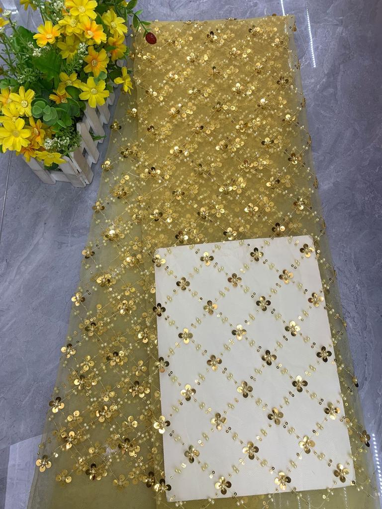 Square Sequins Organza Lace Fabric 1/3/5Yard French Luxury Beads Lace Nigerian Sequins Tulle Lace Fabric for Wedding Party Dress
