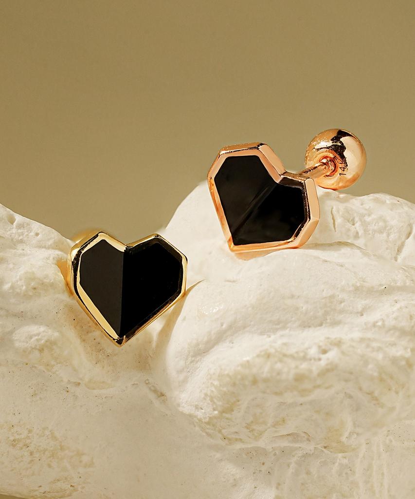 Minimalpiercing 14K Enamel Folded Heart Piercing Earrings
