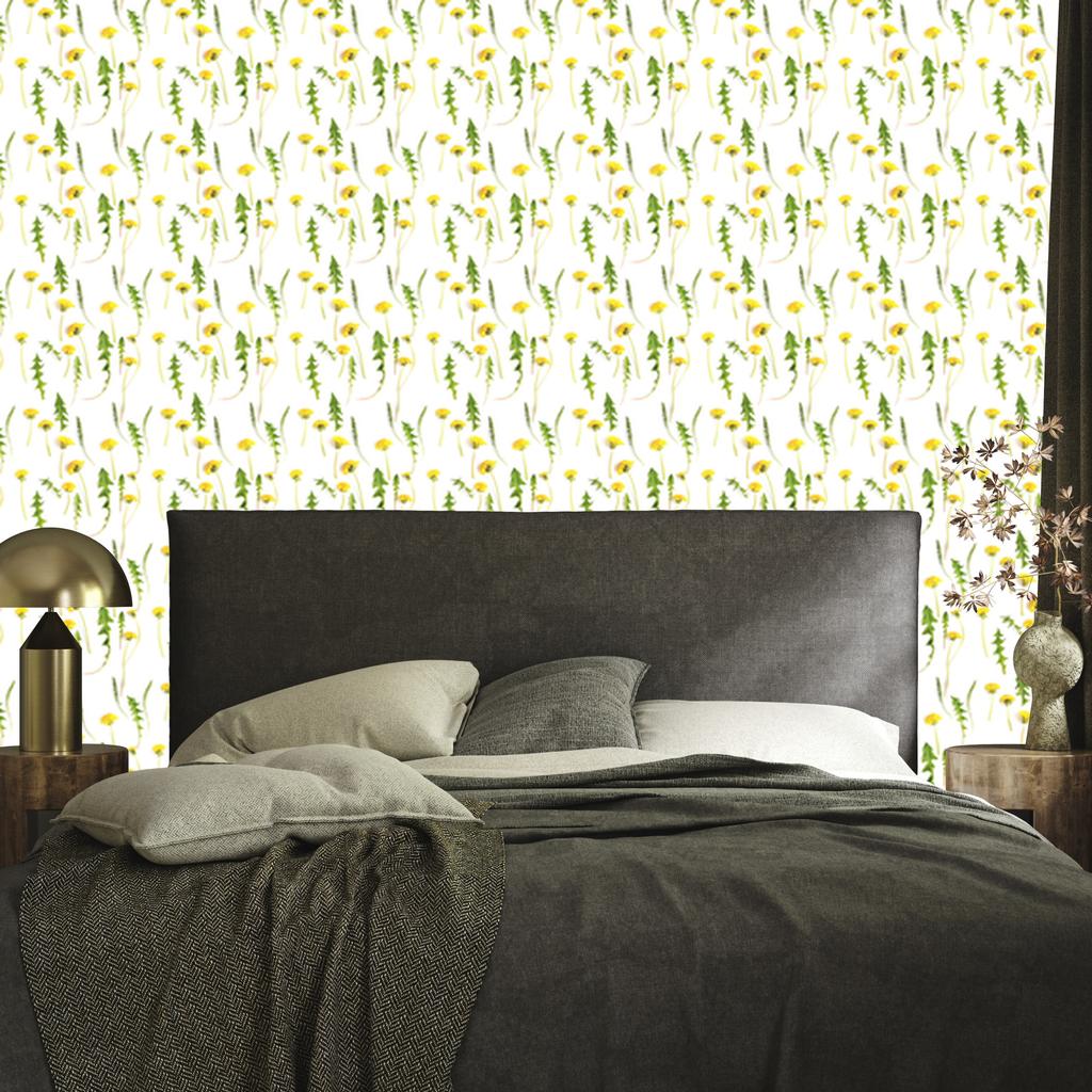 Wallpaper Flowers Dandelions with Leaves for Living Room and Bedroom 50x1000