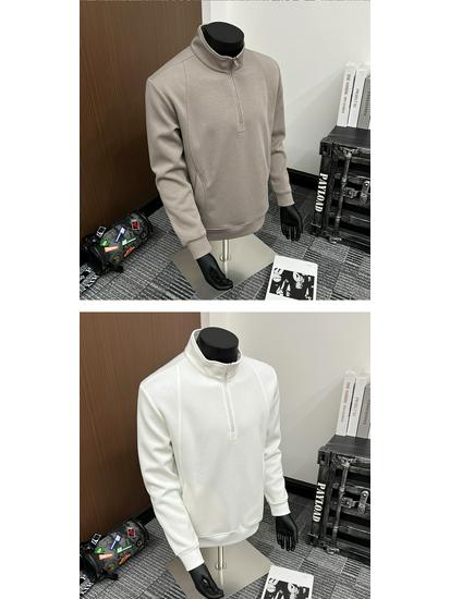 2025 Fall/Winter High-End Logo Print Half-Zip Stand Collar Sweatshirt - Long Sleeve Workwear Jacket