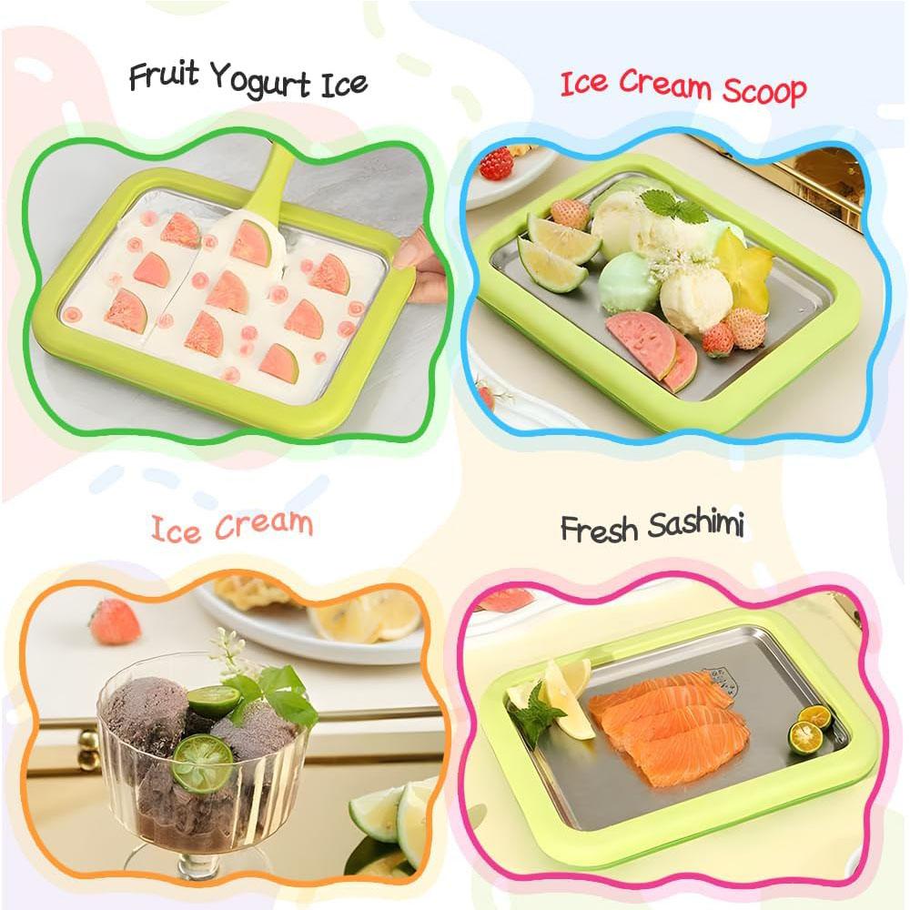 Rolled Ice Cream Maker With 2 Scrapers, Easy Homemade Desserts(White)
