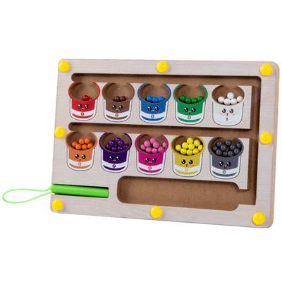Montessori Magnetische Farbsortierspiele, Labyrinthbrett, Stift- und Perlenspiele mit beweglichen Holzsteuerungen, sensorisches Spielen, Lernspielzeug für Kinder
