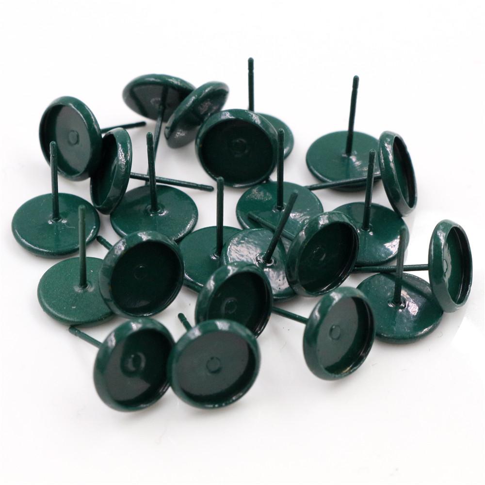 8/10/12mm 20pcs/lots 21Colors Plated Earring Studs,Earrings Blank/Base,Fit 8mm Glass Cabochons,earring setting;Earring Bezels