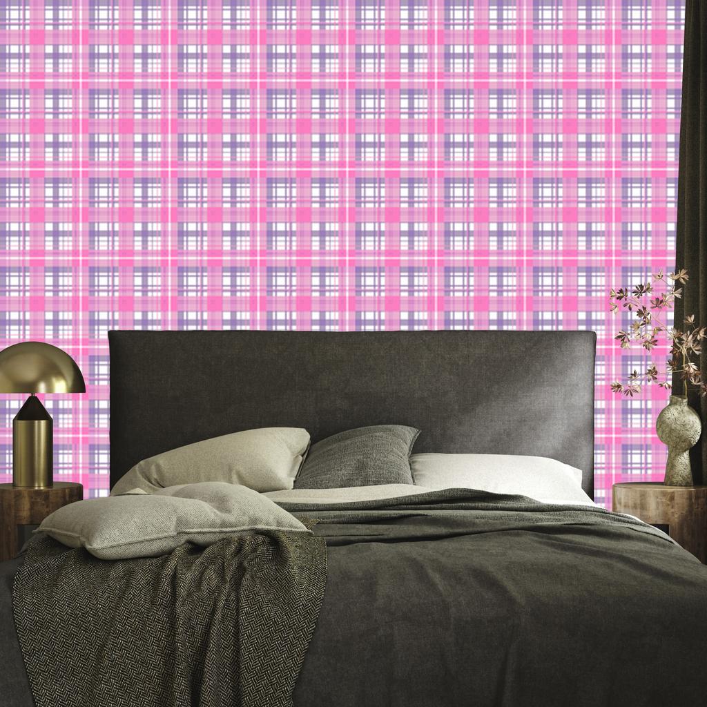 Pink Checkered Wallpaper Powder Pink and Purple for Living Room and Bedroom 50x1000