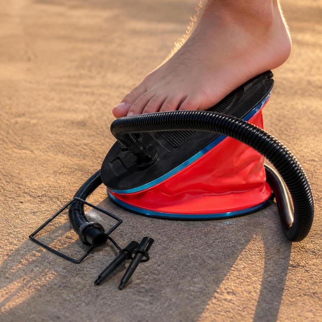 Foot-Operated Air Pump Compact Manual Inflator with Nozzles for Camping, Campers