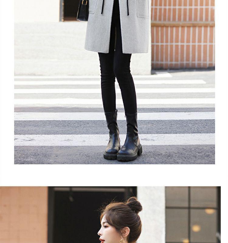 Autumn/Winter 2025 Color Block Wool Coat with Doll Collar