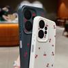 Little Cherry Print TPU Matte Leather Texture Slim Case For Xiaomi 13T Pro Poco X6 Redmi Note 14 Pro 13 12 11 Soft Shockproof Protection Phone Cover