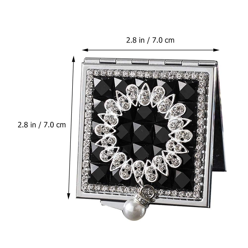 BESTOYARD Handheld Compact Folding Makeup Actress Small Mini Pocket Folding Makeup Black Mirror, Sparkly, Portable, Compact, Stylish, Mirror, Mirror,