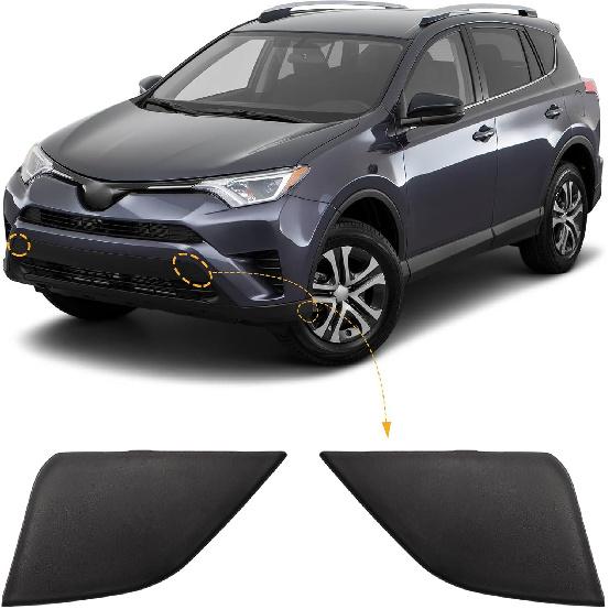 

Car Accessories Front Bumper Trailer Cover Tow Hook Cover Towing Eye Cap Fit for Toyota RAV4 2016 2017 2018 532850R080 532860R080(Matte Black, Left Right passenger side