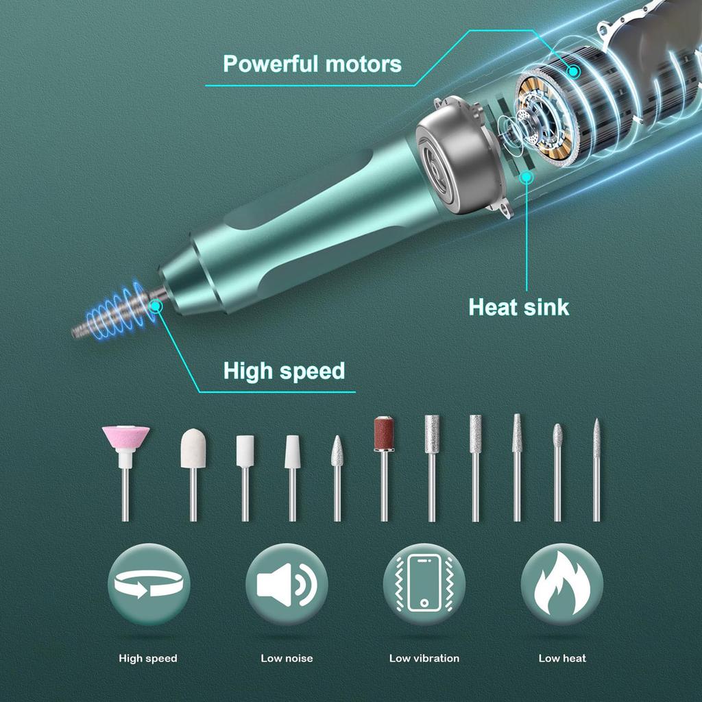 Professional Electric Nail Drill, 45000 RPM Acrylic Nail Tools Nail Drill Set, Rechargeable Portable Nail File, Women Manicure Pedicure Set