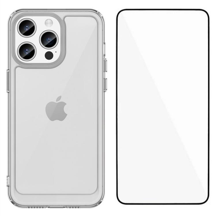 

WANLONFENG MF Series for iPhone 15 Pro Max Case TPU+Acrylic Clear Phone Cover with Tempered Glass Film A