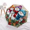 1 PC Automatic Folding Umbrella - Colorful Snowmen Pattern, Portable & Foldable Design with 8 Ribs, Christmas Birthday Gifts