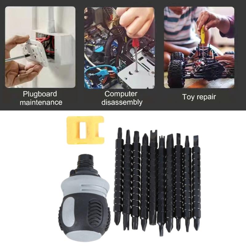Ratchet Screwdriver Set Household Screwdriver Home Repair Tool Kit Disassemble Telescopic Rotating Ratchet Screwdriver