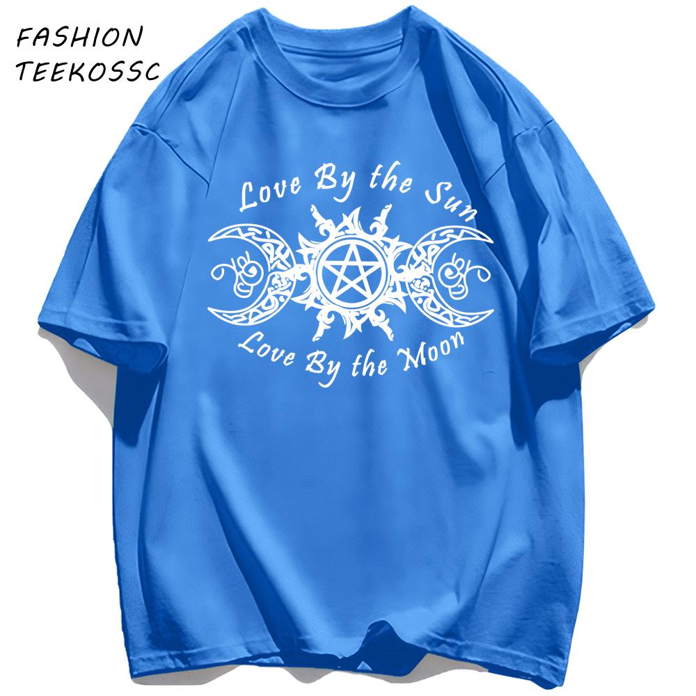 Love By The Sun And Moon Print Mens TShirt Casual Summer T Shirts Oversize AllMatch Man Streetwear Cotton Hip Hop Clothing