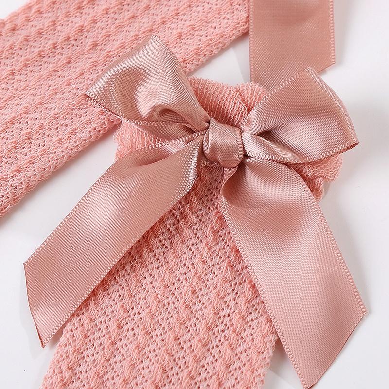 Baby Socks Solid Color Cute Bowknot Long Socks Toddler Socks